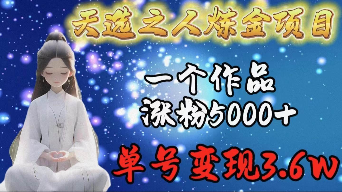 天选之人炼金项目，一个作品涨粉5000+，单号变现3.6w-翌晨科技网