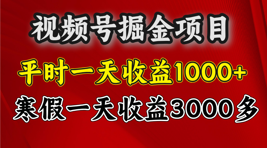 视频号掘金项目，寒假一天收益3000多-翌晨科技网