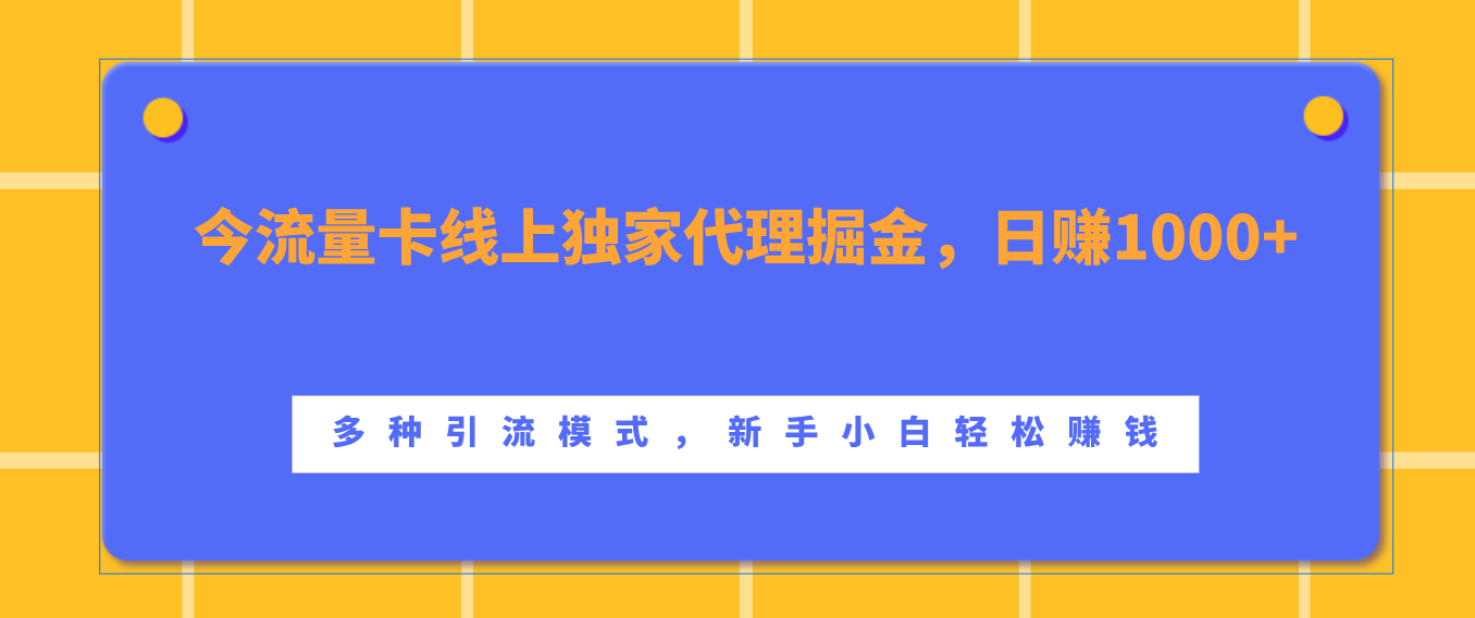 流量卡线上独家代理掘金,日赚1000+ ,多种引流模式,新手小白轻松赚钱-翌晨科技网