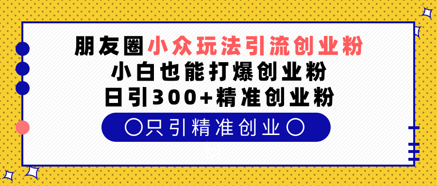 朋友圈小众玩法引流创业粉,小白也能打爆创业粉,日引300+精准创业粉-翌晨科技网