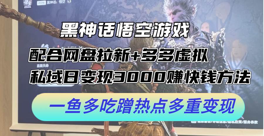 黑神话悟空游戏配合网盘拉新+多多虚拟+私域日变现3000+赚快钱方法。...-翌晨科技网
