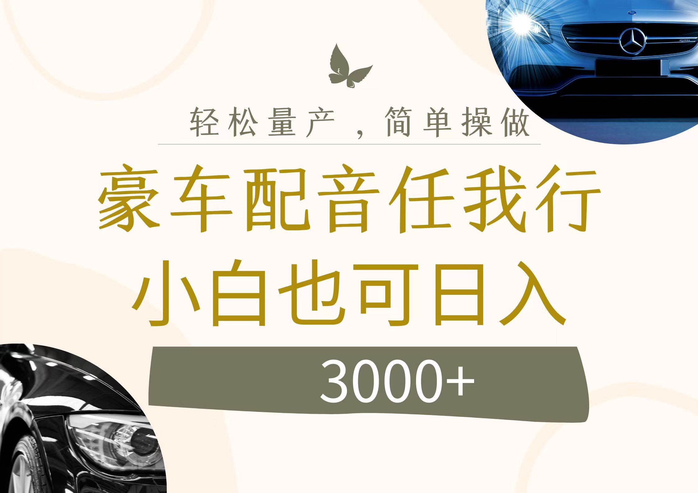 不为人知的暴力小项目,豪车配音,日入3000+-翌晨科技网
