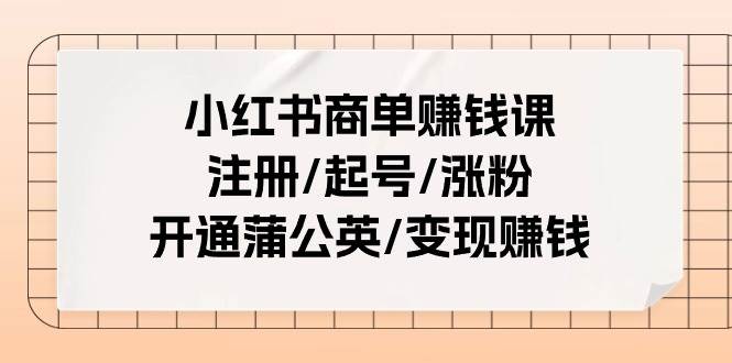 小红书商单赚钱课：注册/起号/涨粉/开通蒲公英/变现赚钱（25节课）-翌晨科技网