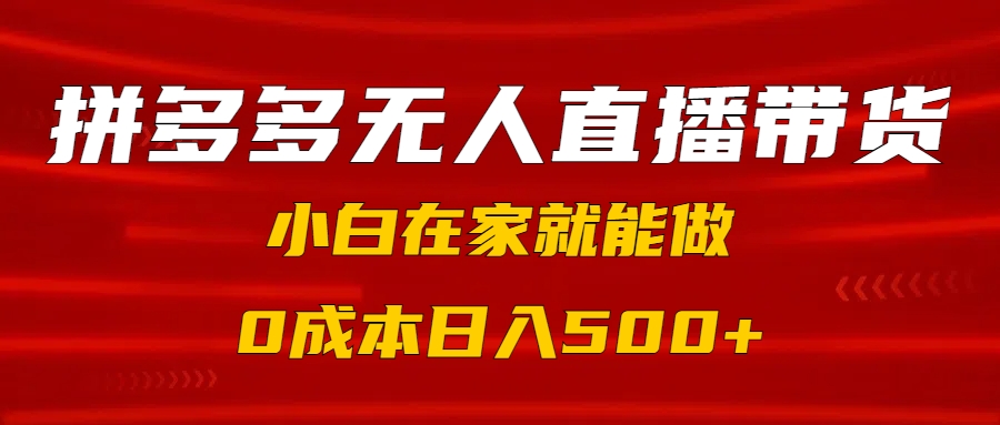 拼多多无人直播带货，小白在家就能做，0成本日入500+-翌晨科技网