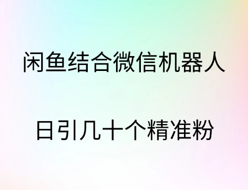 闲鱼结合微信机器人，日引几十个精准粉-翌晨科技网