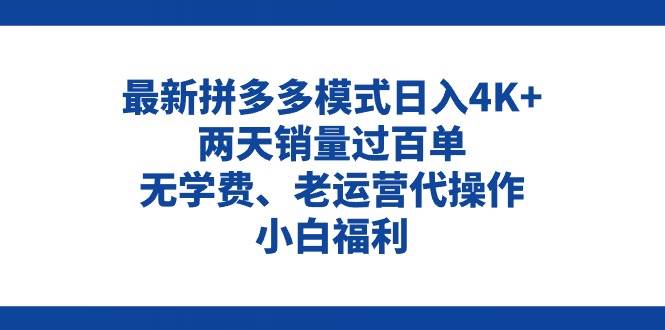 拼多多最新模式日入4K+两天销量过百单，无学费、老运营代操作、小白福利-翌晨科技网