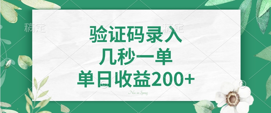 验证码录入，几秒一单，单日收益200+-翌晨科技网