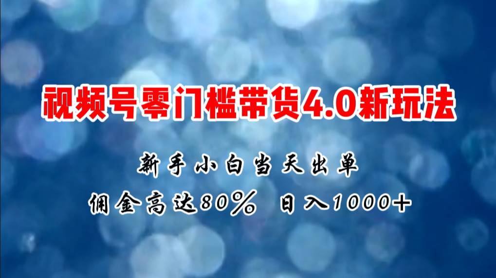 微信视频号零门槛带货4.0新玩法,新手小白当天见收益,日入1000+-翌晨科技网