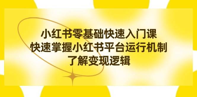 小红书0基础快速入门课,快速掌握小红书平台运行机制,了解变现逻辑-翌晨科技网