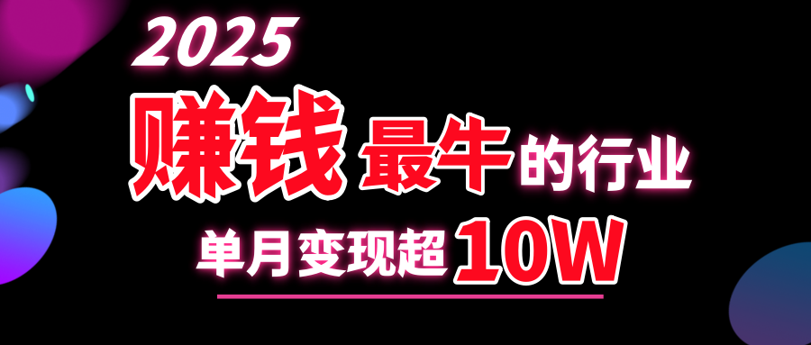 2025赚钱最牛的行业，单月变现超10w-翌晨科技网