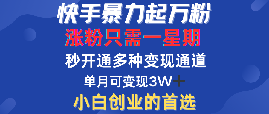 快手暴力起万粉，涨粉只需一星期！多种变现模式-翌晨科技网