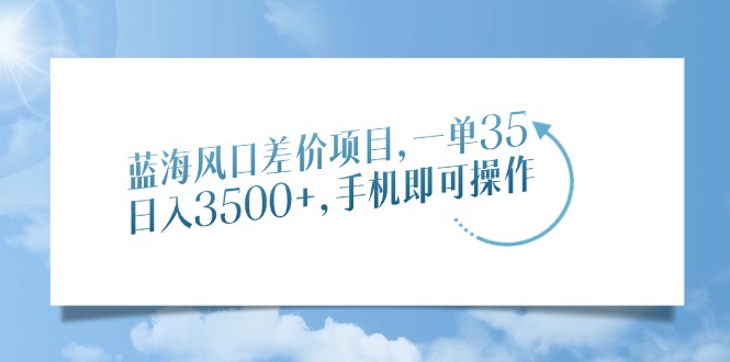 蓝海风口差价项目，一单35，日入3500+，手机即可操作-翌晨科技网