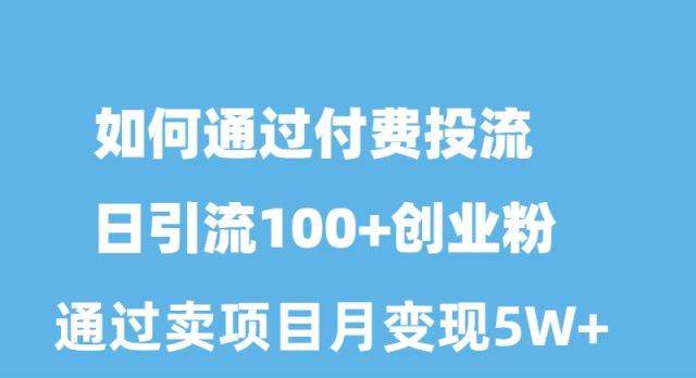如何通过付费投流日引流100+创业粉月变现5W+-翌晨科技网