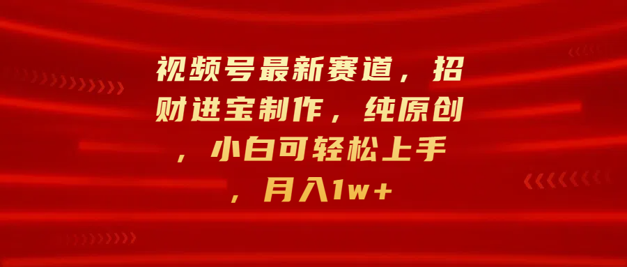 视频号最新赛道，招财进宝制作，纯原创，小白可轻松上手，月入1w+-翌晨科技网