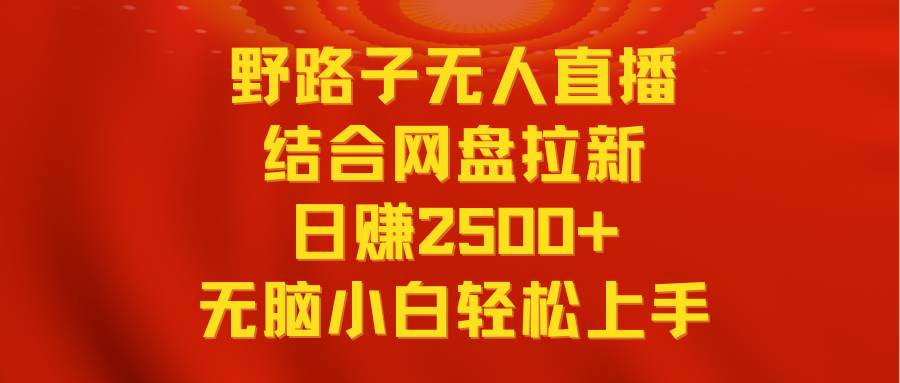 无人直播野路子结合网盘拉新，日赚2500+多平台变现，小白无脑轻松上手操作-翌晨科技网