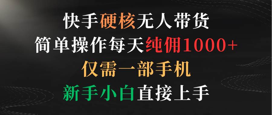 快手硬核无人带货，简单操作每天纯佣1000+,仅需一部手机，新手小白直接上手-翌晨科技网