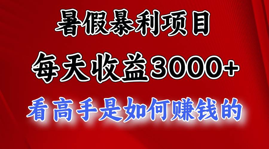 暑假暴利项目,每天收益3000+ 努努力能达到5000+,暑假大流量来了-翌晨科技网