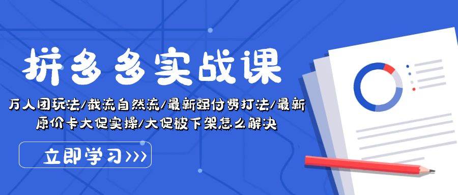 拼多多·实战课：万人团玩法/截流自然流/最新强付费打法/最新原价卡大促..-翌晨科技网