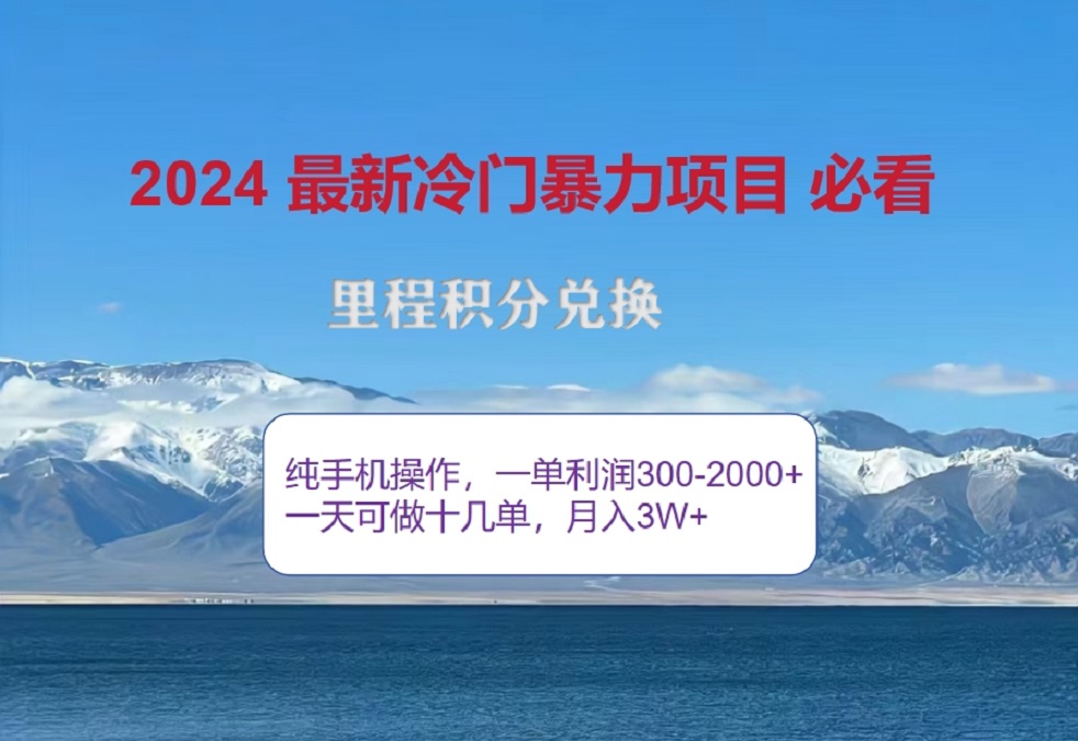 2024惊爆冷门暴利!出行高峰来袭,里程积分,高爆发期,一单300+—2000+,月入过万不是梦!-翌晨科技网