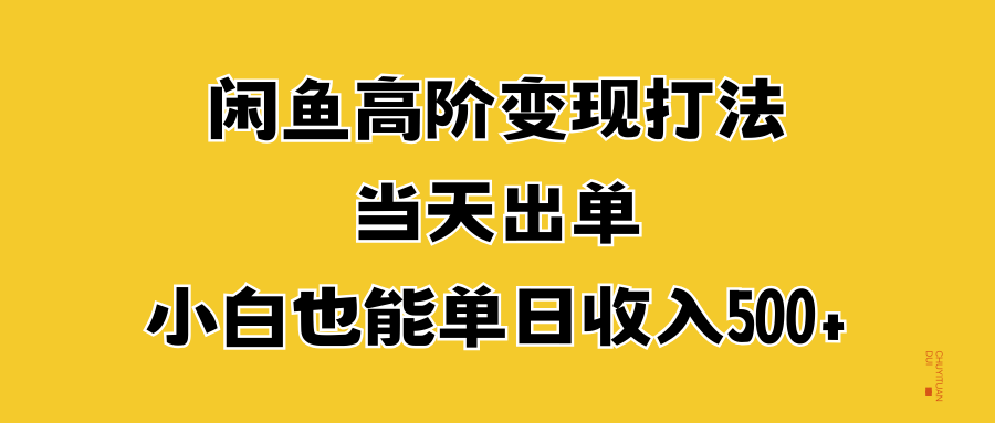 闲鱼高阶变现打法，当天出单，小白也能单日收入500+-翌晨科技网