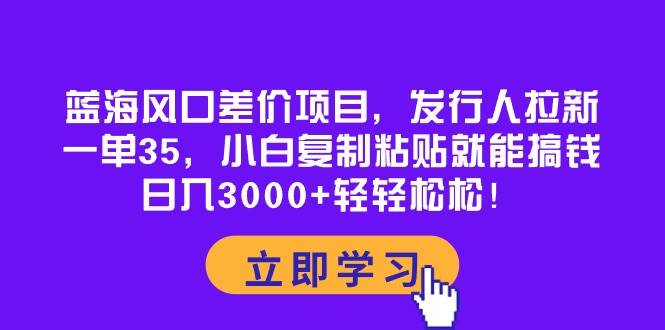 蓝海风口差价项目,发行人拉新,一单35,小白复制粘贴就能搞钱!日入3000+轻轻松松-翌晨科技网