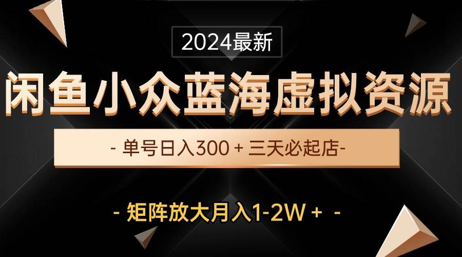 最新闲鱼小众蓝海虚拟资源,单号日入300+,三天必起店,矩阵放大月入1-2W-翌晨科技网