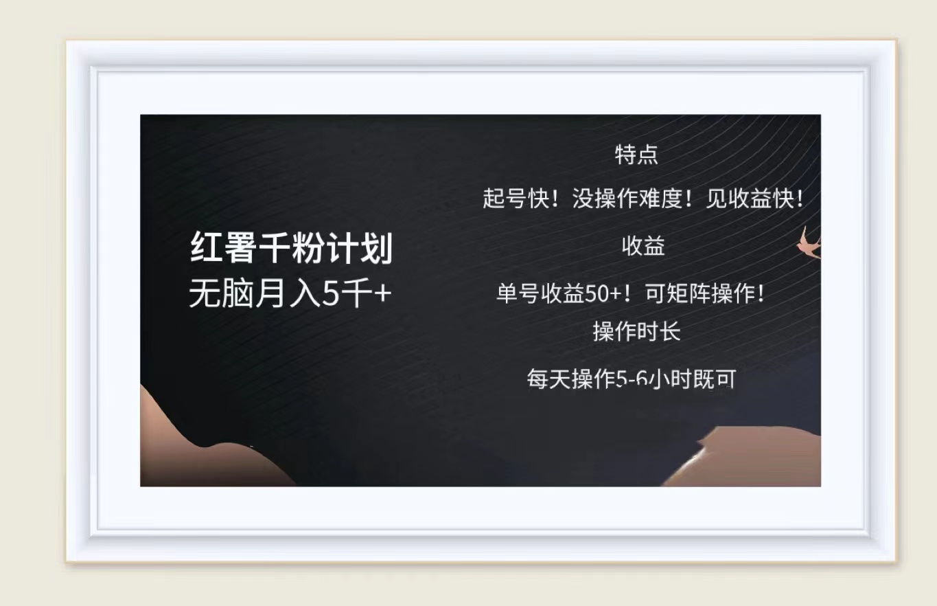 红薯千粉计划无脑月入5千➕!既做既赚!-翌晨科技网