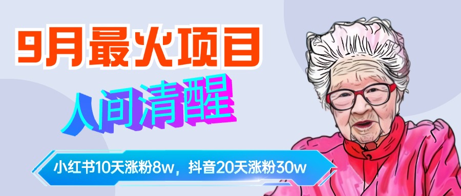 9月最火项目,人间清醒柒奶奶,10天小红薯涨粉8w+,单篇笔记报价1400.-翌晨科技网