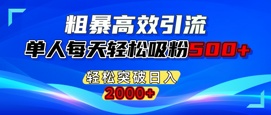 粗暴高效引流,单人每天轻松吸粉500+,轻松突破日入2000+-翌晨科技网