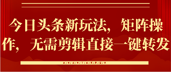 今日头条新玩法，矩阵操作，无需剪辑直接一键转发-翌晨科技网