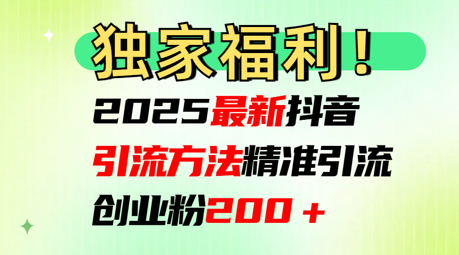 2025最新抖音引流方法每日精准引流创业粉200＋-翌晨科技网