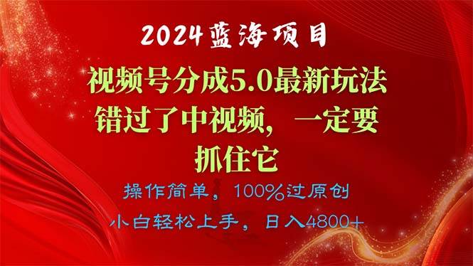 2024蓝海项目，视频号分成计划5.0最新玩法，错过了中视频，一定要抓住...-翌晨科技网