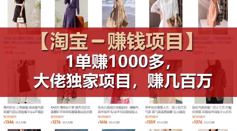 【淘宝赚钱项目】1单可赚1000多，大佬独家项目，年赚几百万-翌晨科技网
