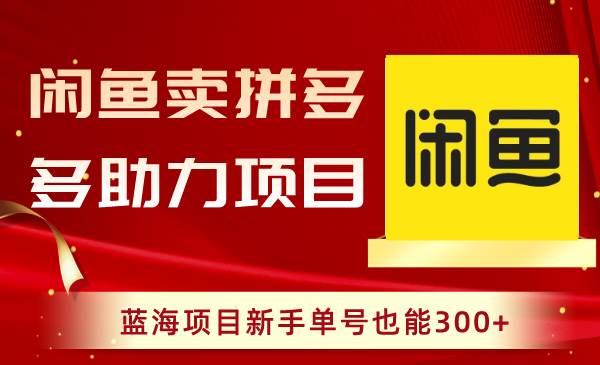 闲鱼卖拼多多助力项目，蓝海项目新手单号也能300+-翌晨科技网