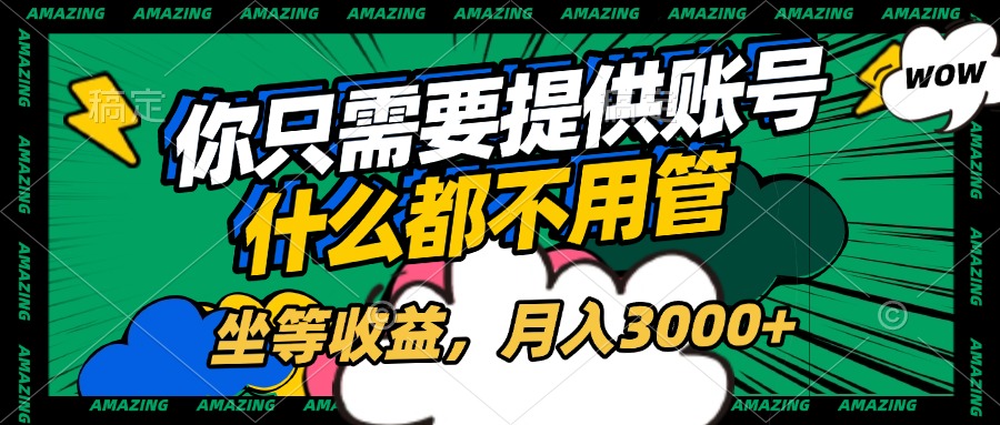 账号全程托管，你只需要提供账号，什么都不用管，坐等收益，月入3000+-翌晨科技网