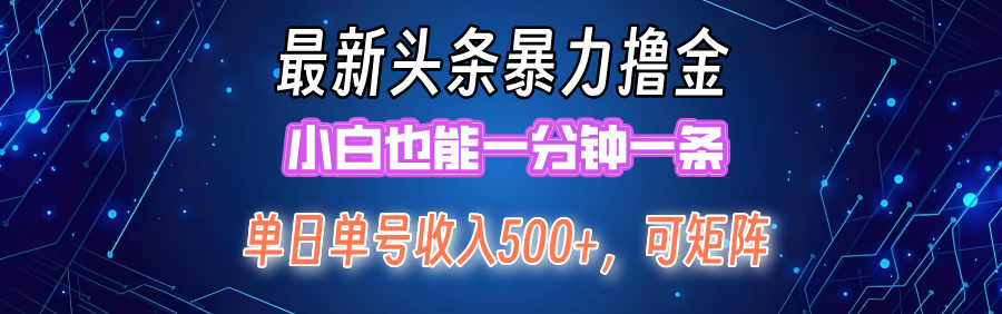 最新头条撸金，小白也能一分钟一条-翌晨科技网