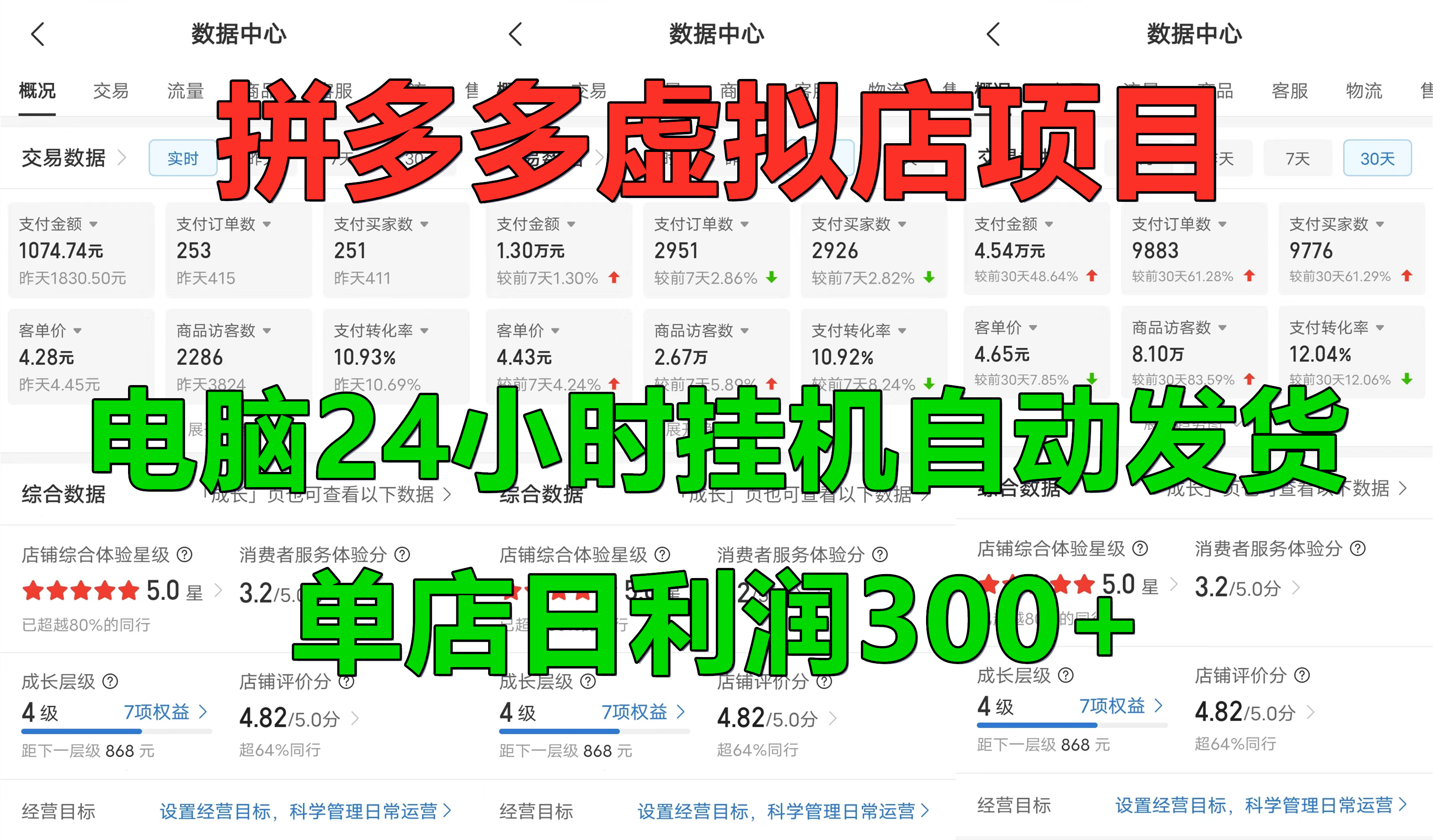 拼多多虚拟店项目，电脑挂机自动发货，单店日利润300+，可放大操作-翌晨科技网