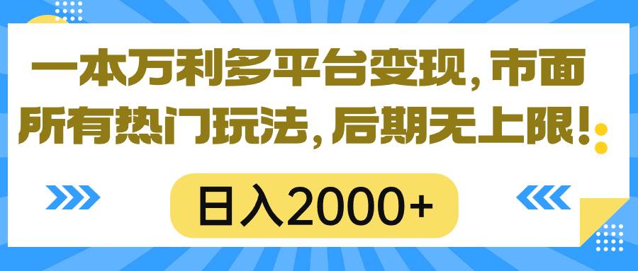 一本万利多平台变现，市面所有热门玩法，日入2000+，后期无上限！-翌晨科技网