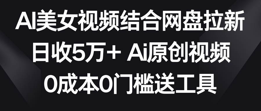 AI美女视频结合网盘拉新，日收5万+两分钟一条Ai原创视频，0成本0门槛送工具-翌晨科技网