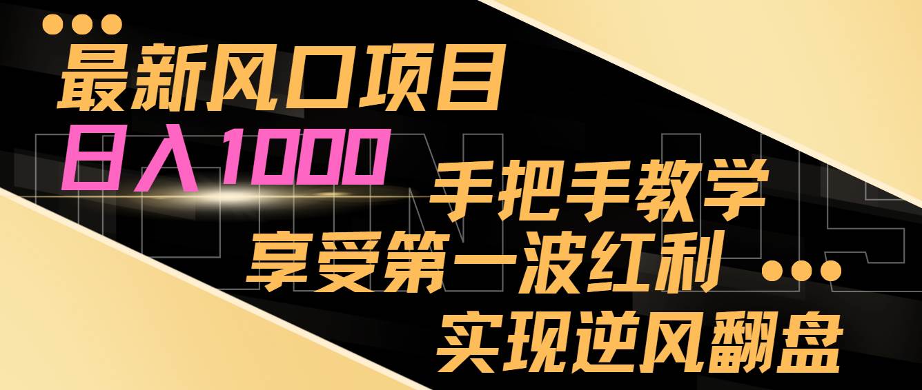 最新风口项目，日入过千，抓住当下风口，享受第一波红利，实现逆风翻盘-翌晨科技网