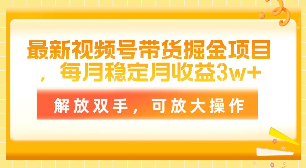 最新视频号带货掘金项目，每月稳定月收益3w+，解放双手，可放大操作-翌晨科技网