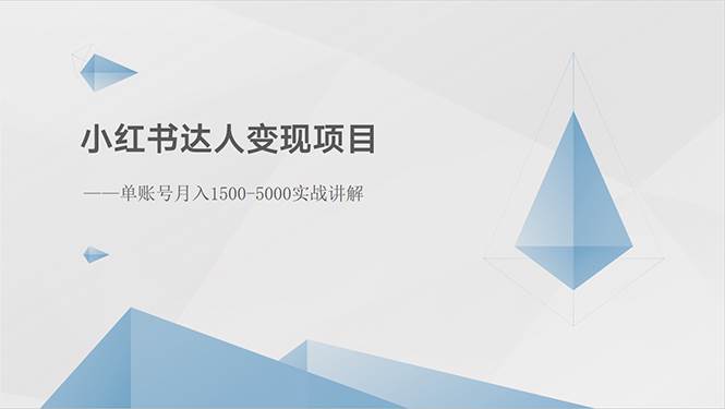 小红书达人变现项目：单账号月入1500-3000实战讲解-翌晨科技网