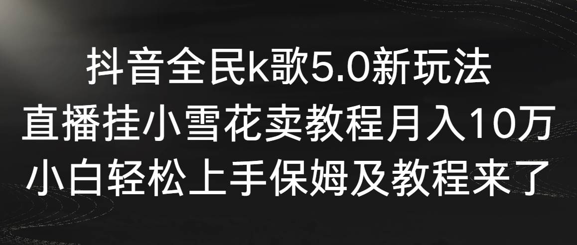 抖音全民k歌5.0新玩法，直播挂小雪花卖教程月入10万，小白轻松上手，保...-翌晨科技网