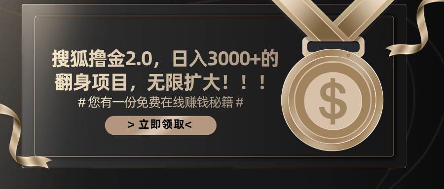 搜狐撸金2.0日入3000+,可无限扩大的翻身项目-翌晨科技网