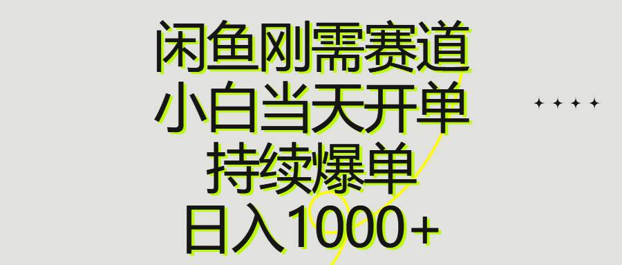 闲鱼刚需赛道，小白当天开单，持续爆单，日入1000+-翌晨科技网