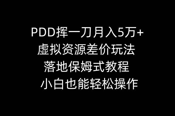 PDD挥一刀月入5万+，虚拟资源差价玩法，落地保姆式教程，小白也能轻松操作-翌晨科技网