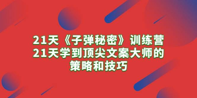 21天《子弹秘密》训练营，21天学到顶尖文案大师的策略和技巧-翌晨科技网
