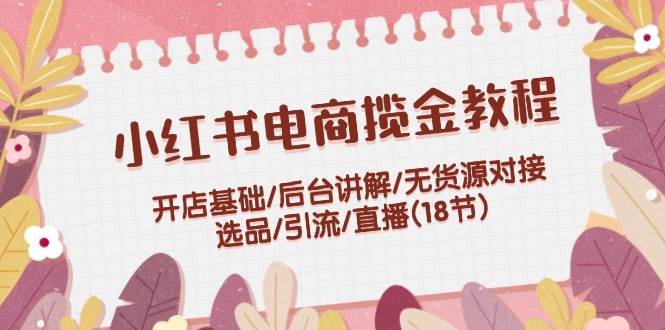 小红书电商揽金教程：开店基础/后台讲解/无货源对接/选品/引流/直播(18节)-翌晨科技网