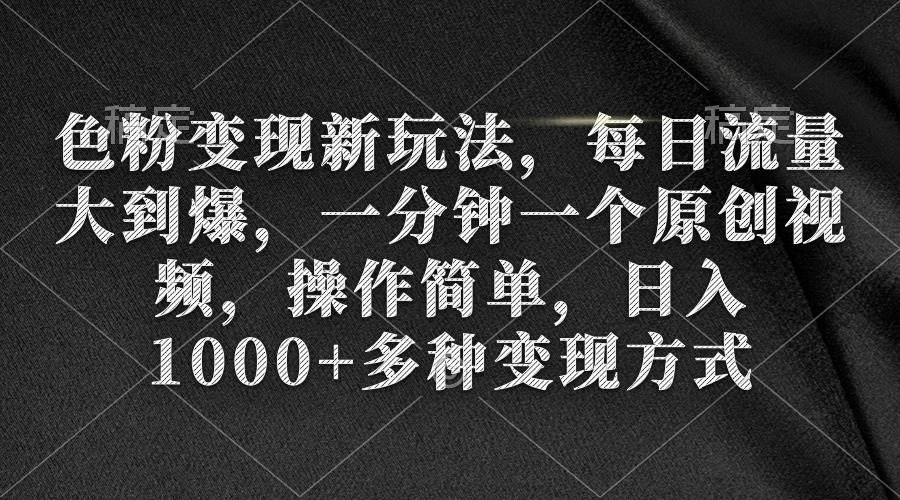 色粉变现新玩法，每日流量大到爆，一分钟一个原创视频，操作简单，日入1000+-翌晨科技网