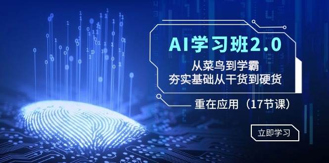 AI学习班2.0：从菜鸟到学霸，夯实基础从干货到硬货，重在应用（17节课）-翌晨科技网